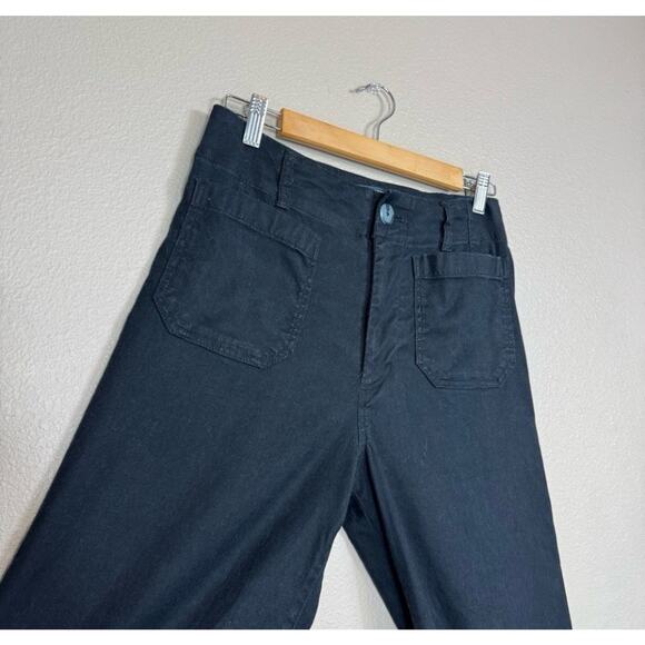 Anthropologie Maeve The Colette Crop Wide Leg Linen Pants Size 30 Black P20 - Picture 7 of 11
